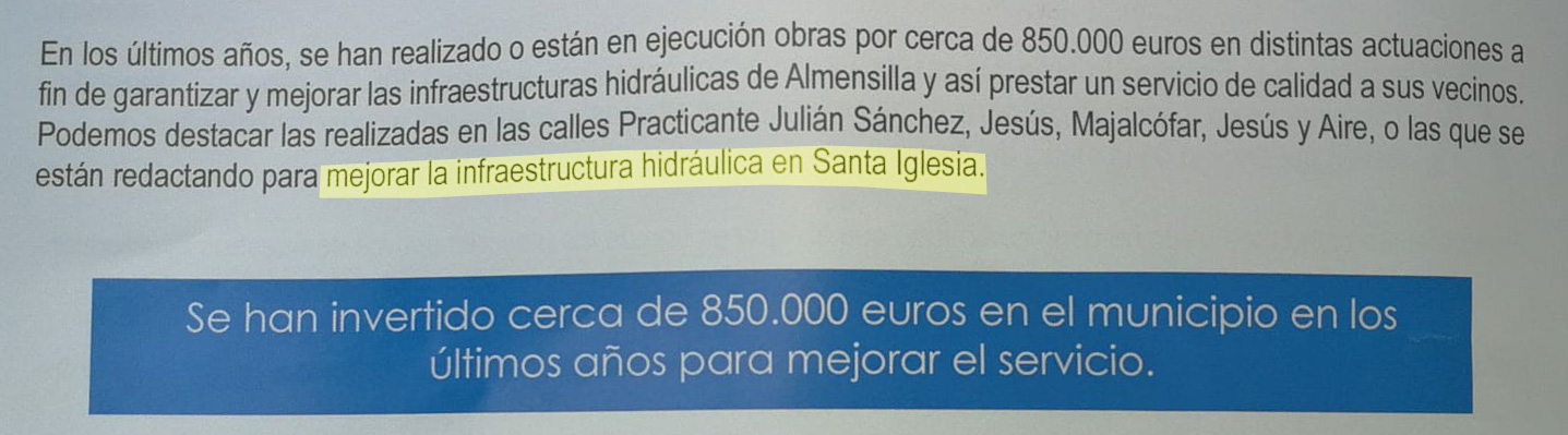 Extracto de los panfletos informativos distribuidos por Aljarafesa